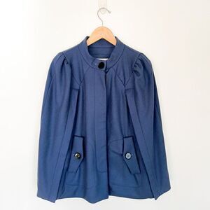 Mint Jodi Arnold Women’s Dark Dusty Blue Wool and Cashmere Blend Puff Sleeve Cap